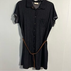 Women’s Bobby Brooks 2x Casual blue jean look stretchy Shirt Dress with Belt